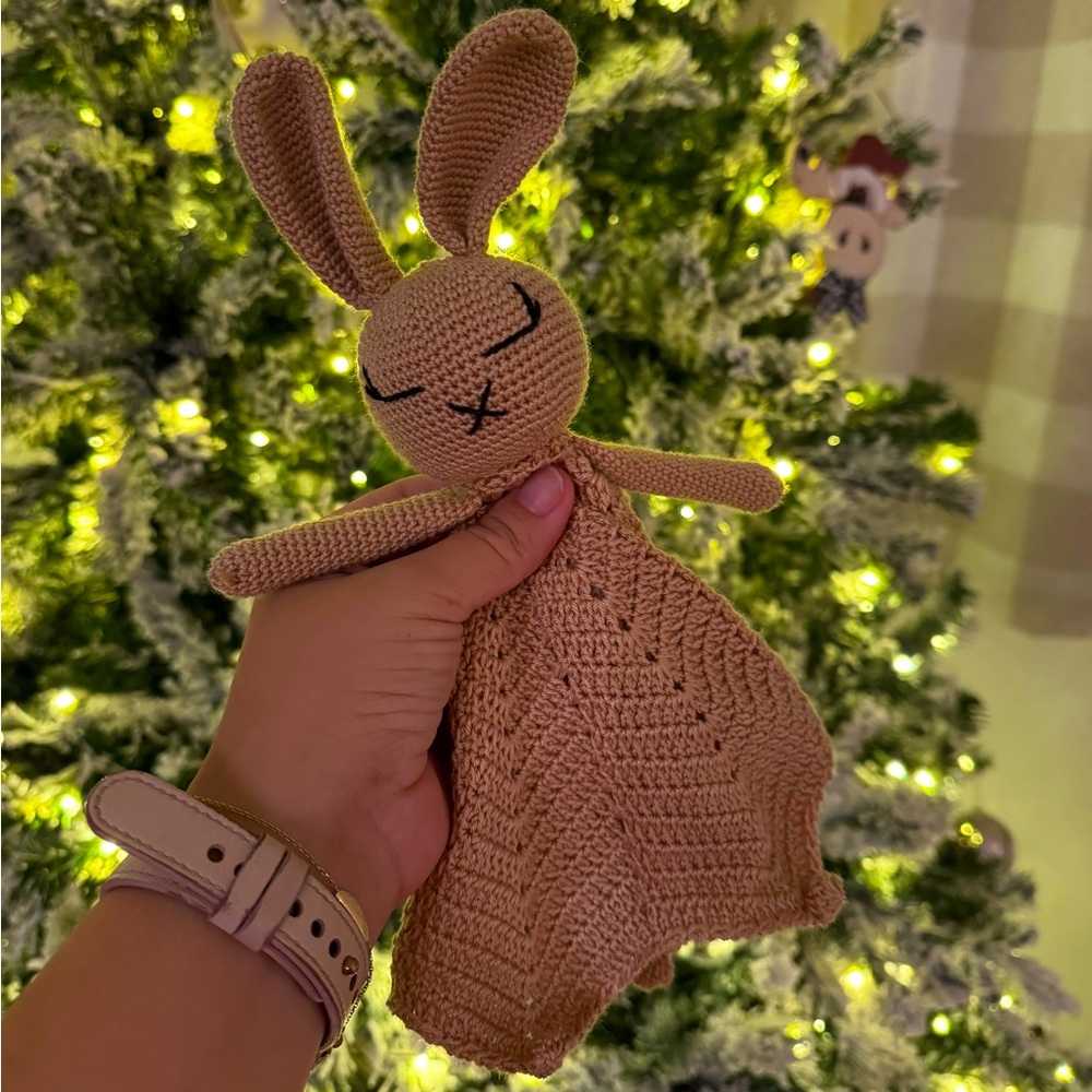 Crocheted handmade Snuggle bunnies for babies